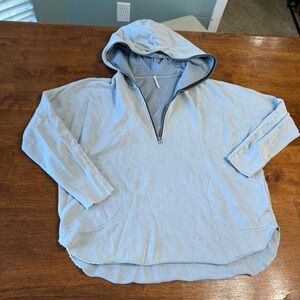 Hello nite Georgia Light Blue sky Hooded Pullover zip-hood size XS 100% cotton